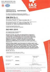 Certificato ISO9001:2015